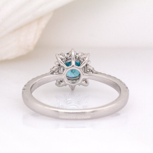 1.25cts Blue Zircon Ring in 14K Solid Gold with Natural Diamond Accents - Picture 7 of 8